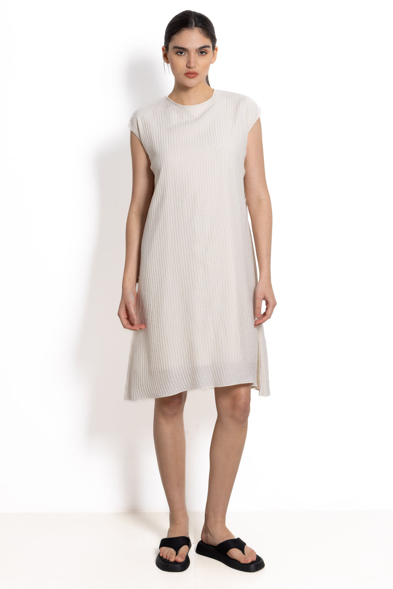 TEXTURED LINEN BLEND DRESS