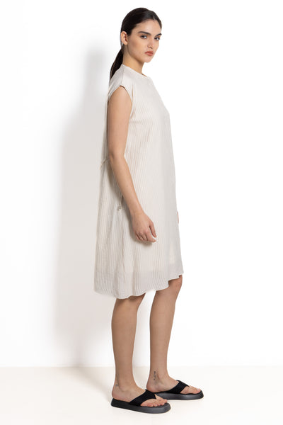 TEXTURED LINEN BLEND DRESS