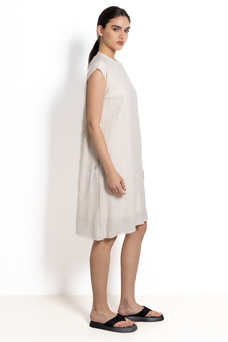 TEXTURED LINEN BLEND DRESS