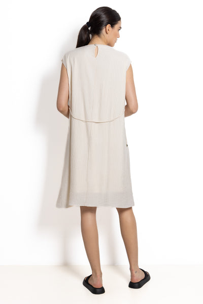 TEXTURED LINEN BLEND DRESS