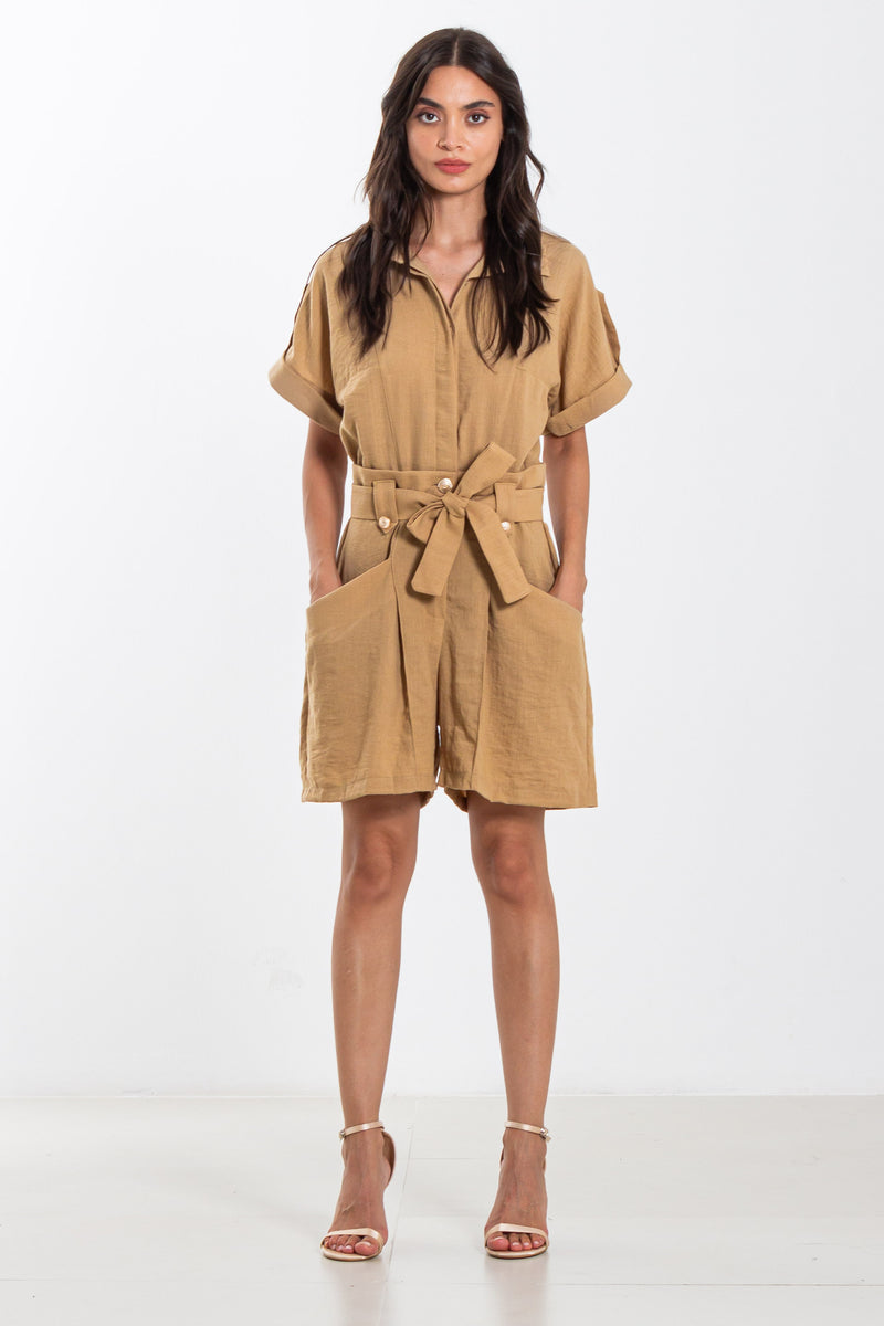 DETAIL BELTED SHORT JUMPSUIT