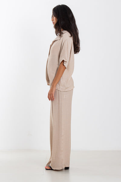 FLOWING LINEN BLEND SHIRT SET