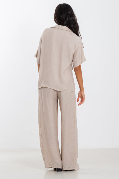 FLOWING LINEN BLEND SHIRT SET