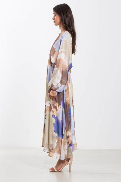 ABSTRACT PRINT CIFFON MAXI DRESS