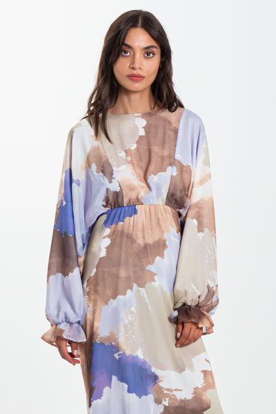 ABSTRACT PRINT CIFFON MAXI DRESS