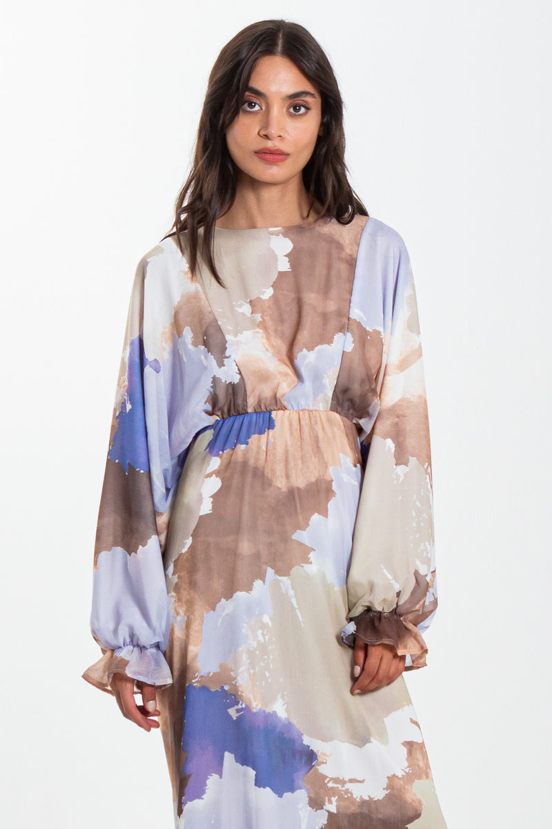 ABSTRACT PRINT CIFFON MAXI DRESS