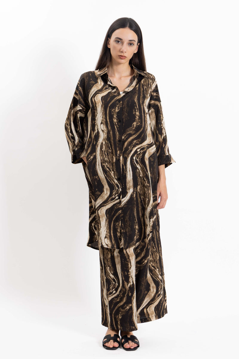 ABSTRACT PRINT SHIRT SET