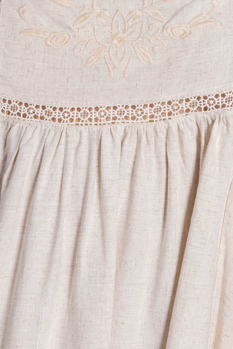 DETAILED LINEN BLEND MAXI DRESS
