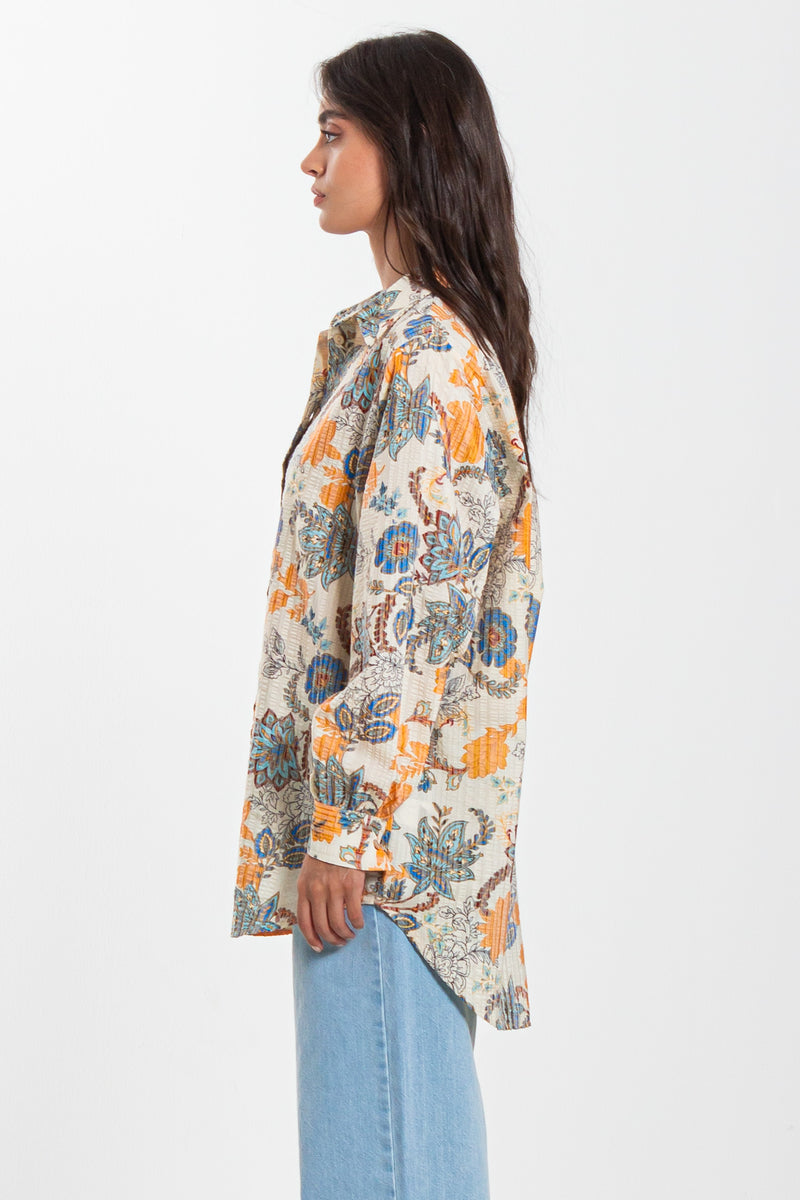 FLORAL PRINTED LONG SHIRT
