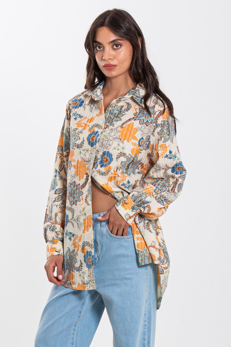 FLORAL PRINTED LONG SHIRT