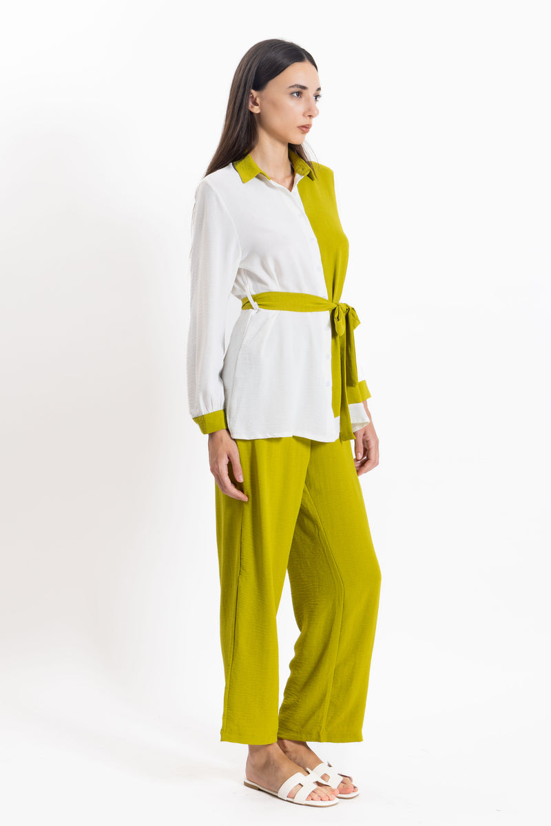 CONTRAST SHIRT SET