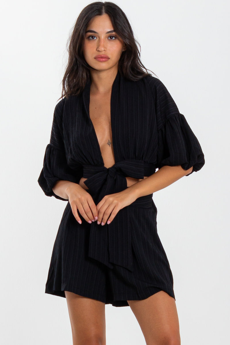 PLEATED FRONT KNOT TOP SET