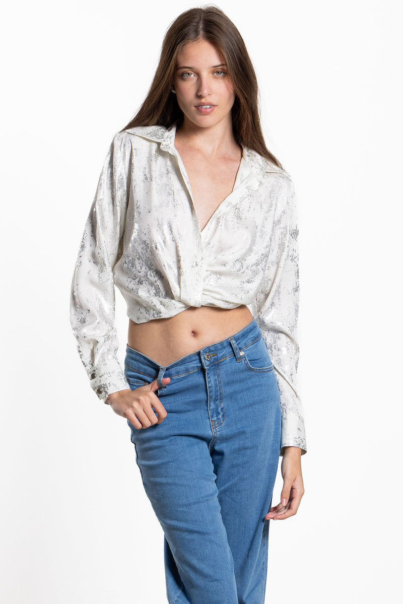 TEXTURE PRINTED CROP TOP