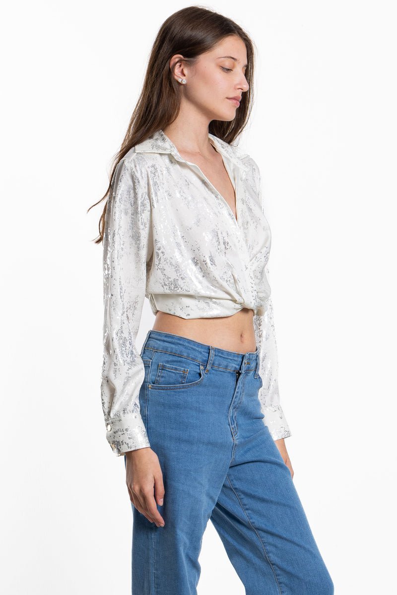 TEXTURE PRINTED CROP TOP