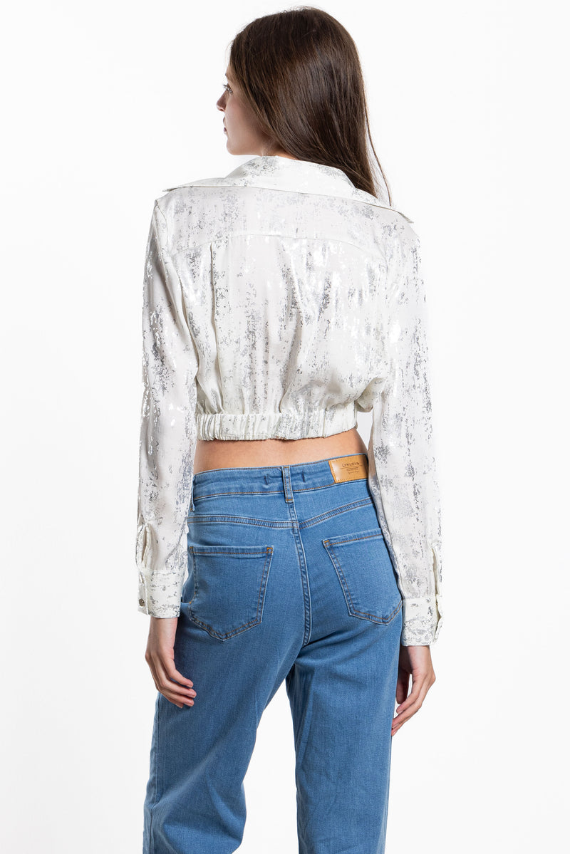 TEXTURE PRINTED CROP TOP
