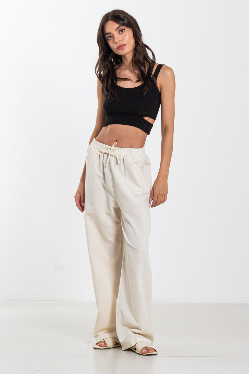 LINEN PALAZZO TROUSERS