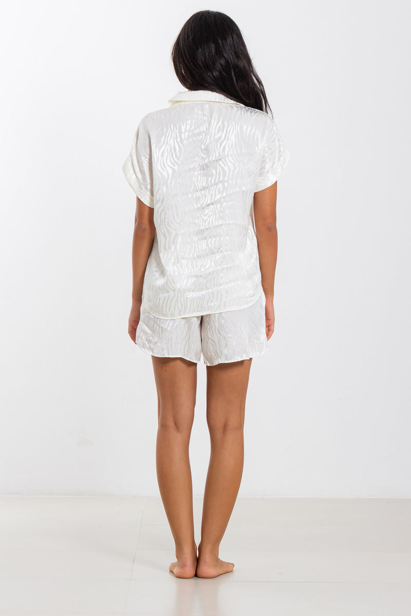 FLOWING TEXTURED SATIN SHIRT SET
