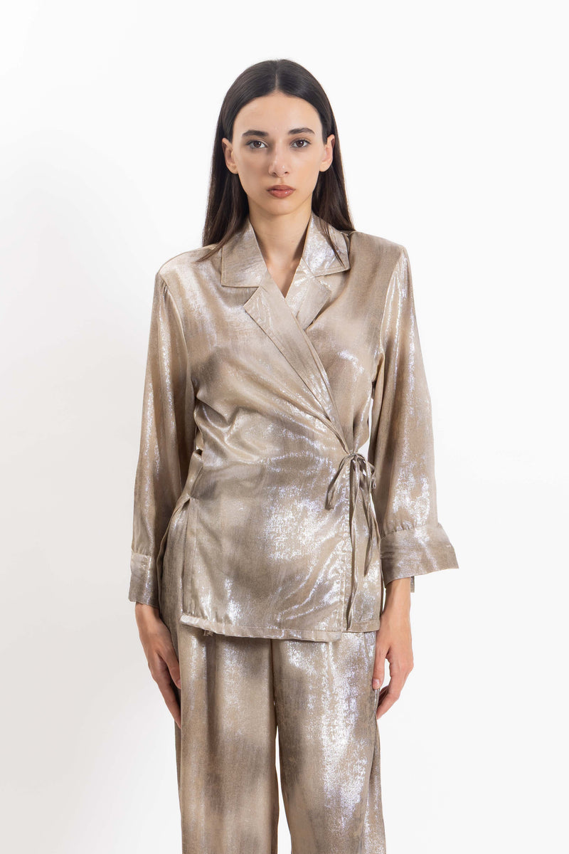 CROSSOVER SATIN TOP SET