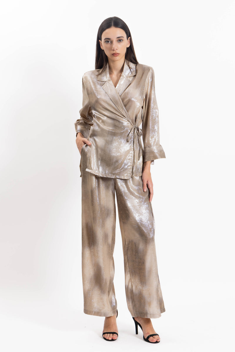 CROSSOVER SATIN TOP SET