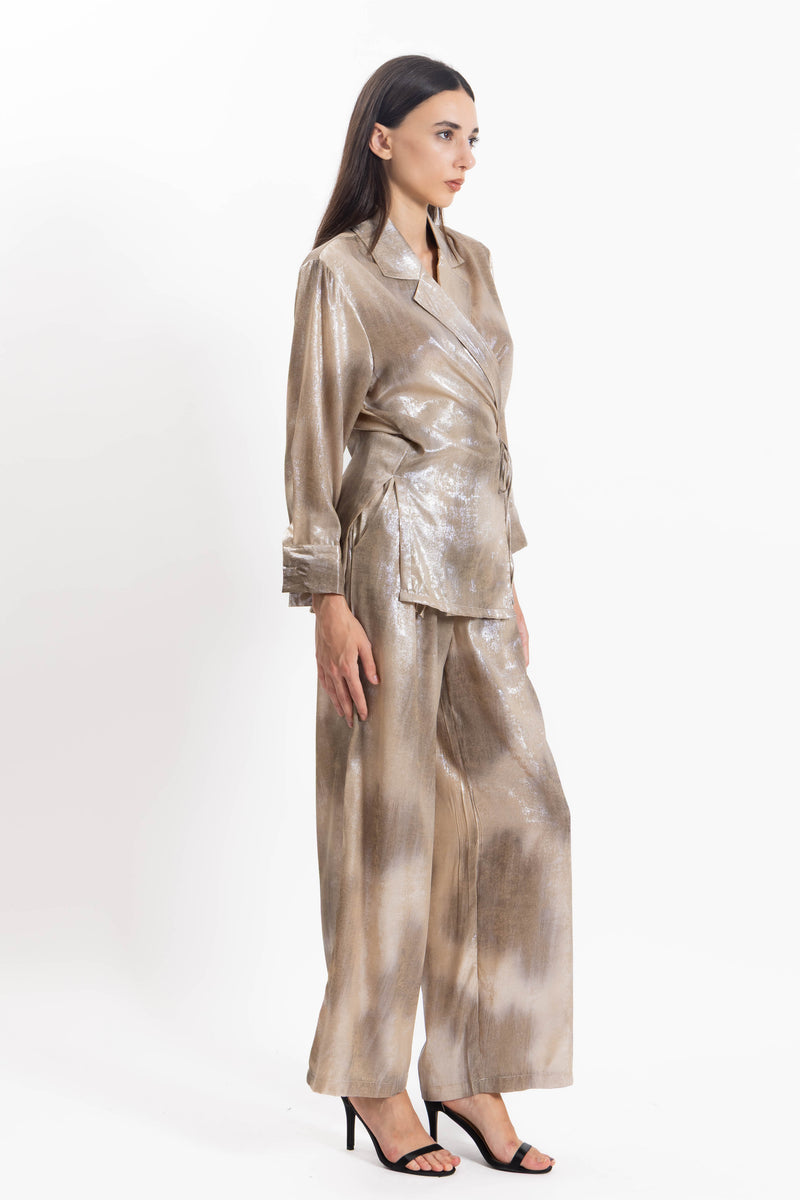 CROSSOVER SATIN TOP SET