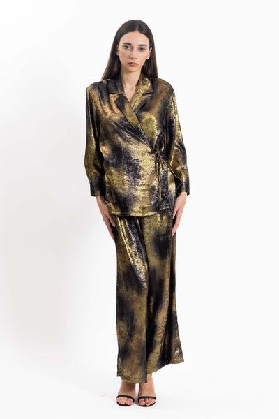 CROSSOVER SATIN TOP SET