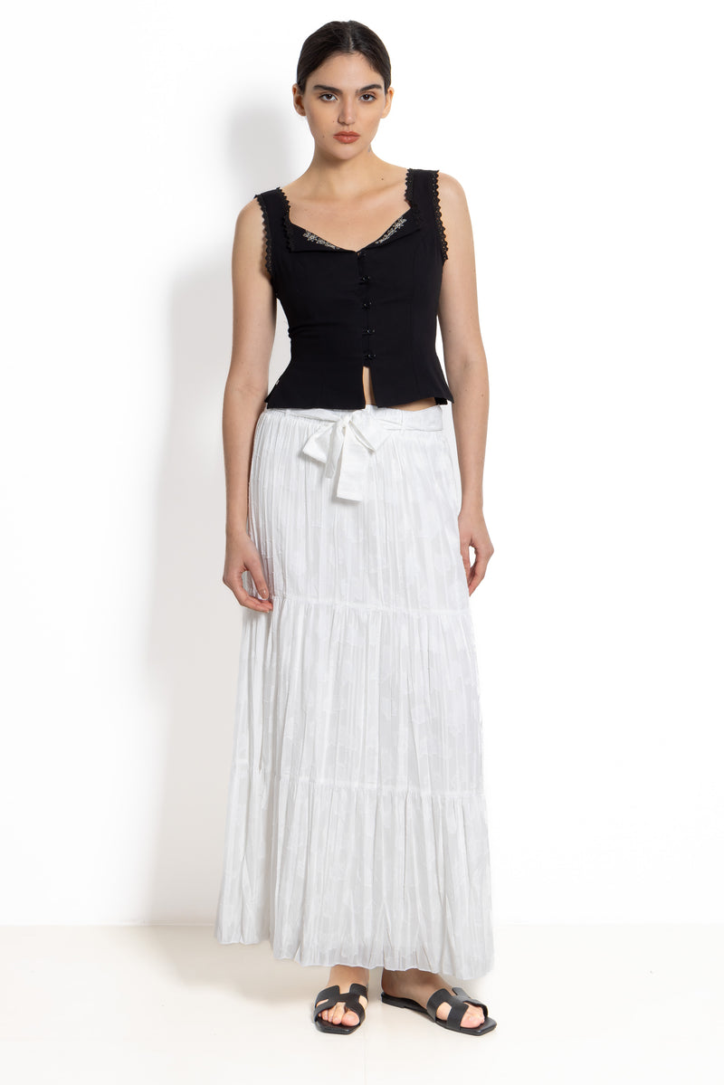 DETAIL EMBROIDERED MAXI SKIRT