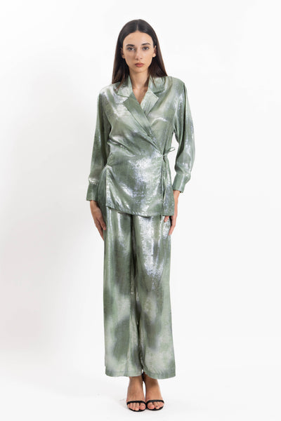 CROSSOVER SATIN TOP SET