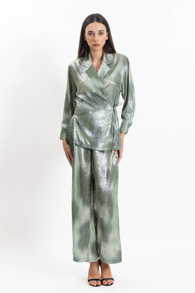 CROSSOVER SATIN TOP SET