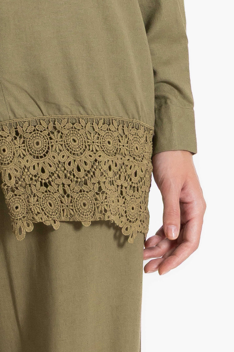 DETAILED LINEN BLEND SHIRT SET