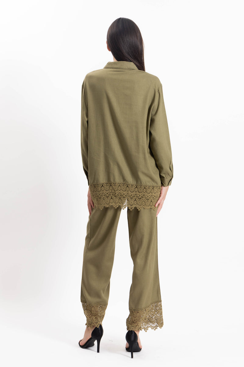 DETAILED LINEN BLEND SHIRT SET