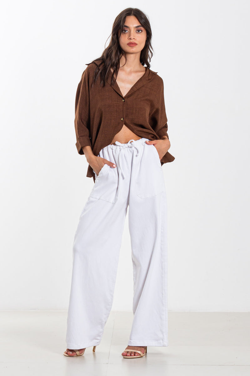 TEXTURED LINEN BLEND SHIRT