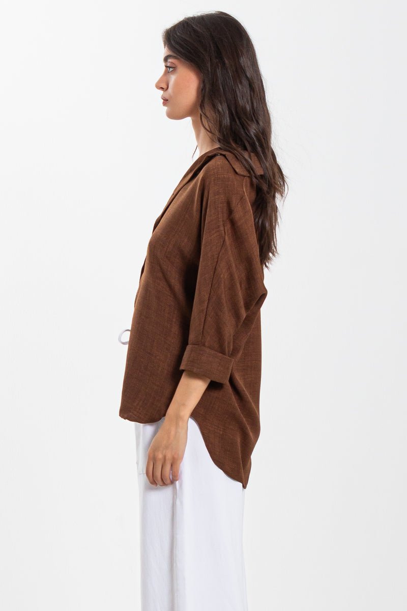 TEXTURED LINEN BLEND SHIRT