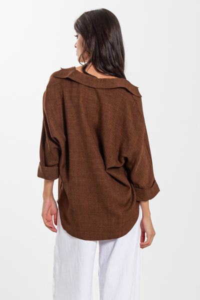 TEXTURED LINEN BLEND SHIRT