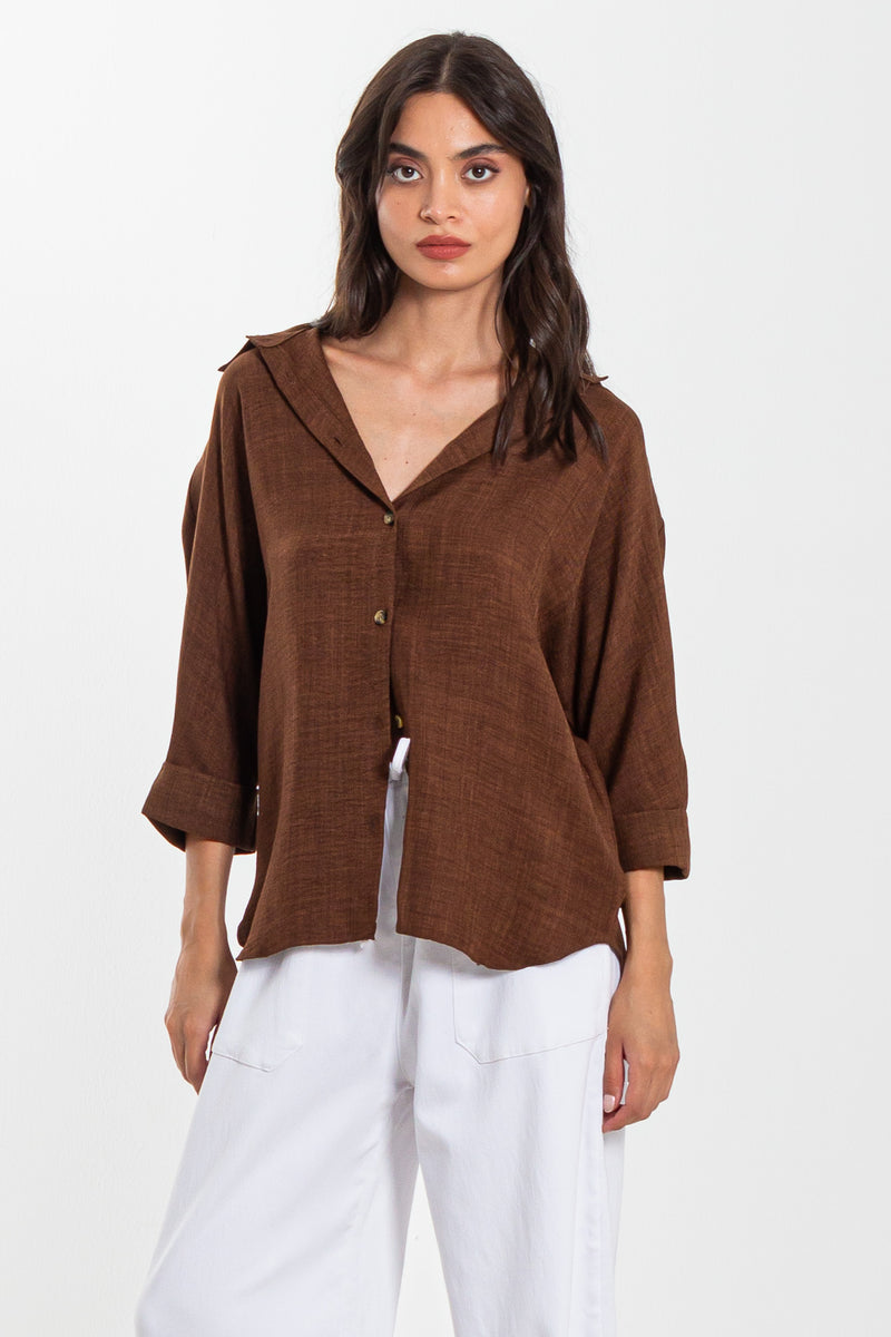 TEXTURED LINEN BLEND SHIRT