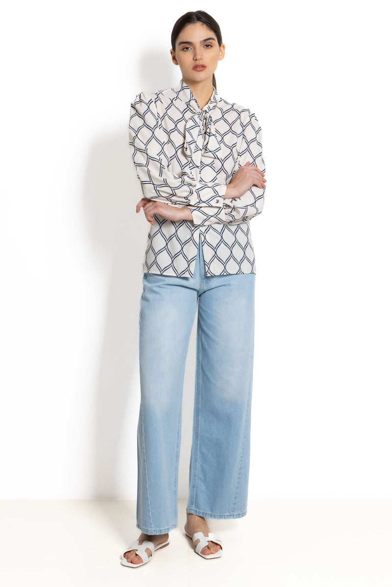 PRINTED BOW TIE TOP