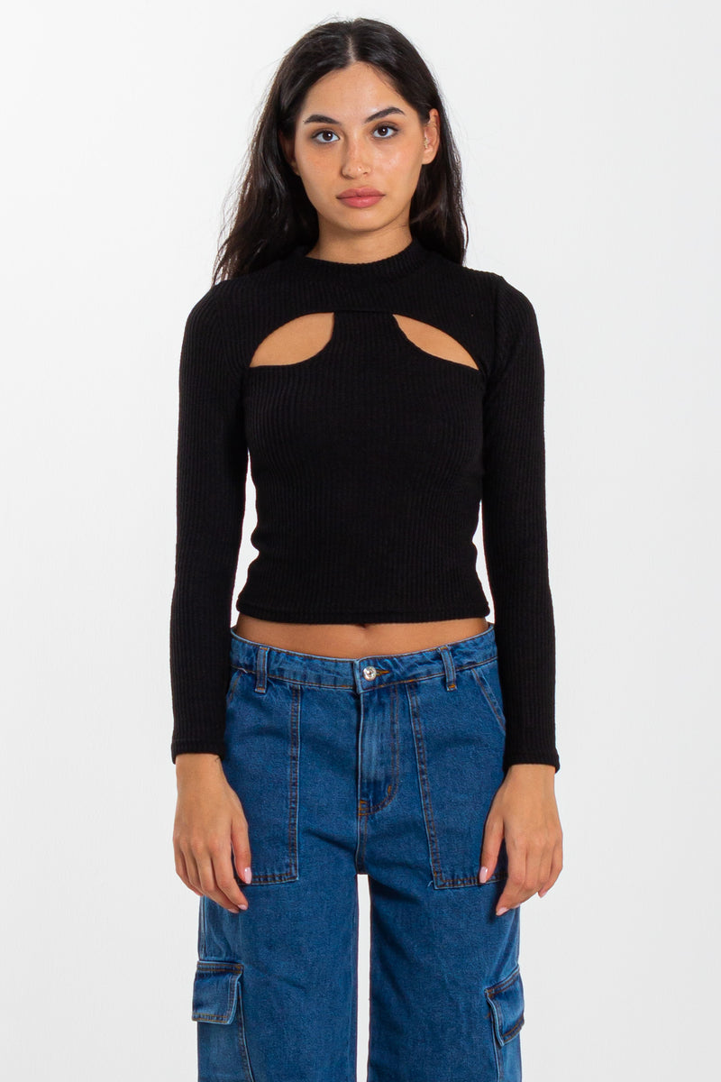 HALTER NECK RIBBED TOP