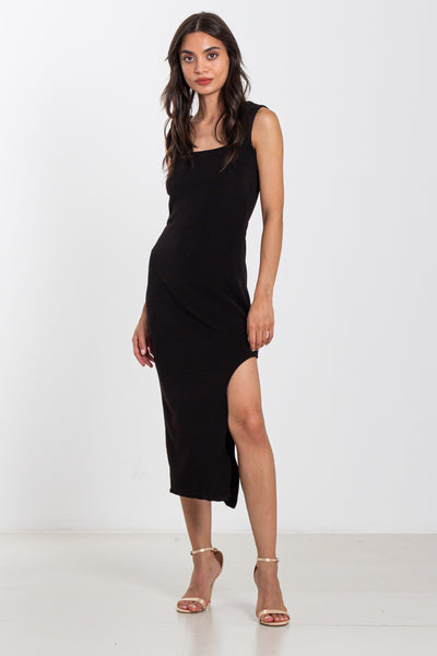 FITTED DRESS WITH SIDE SLIT