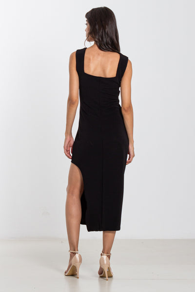 FITTED DRESS WITH SIDE SLIT