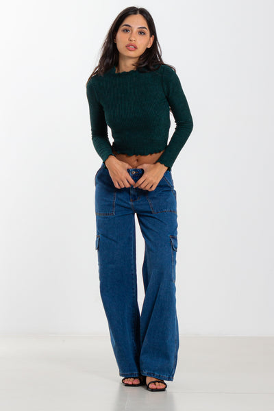 HIGH NECK RIBBED TOP