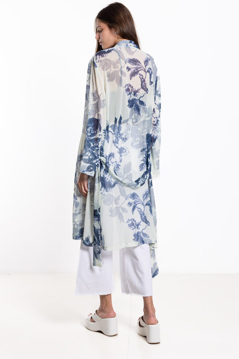 FLORAL PRINTED CHIFFON KIMONO