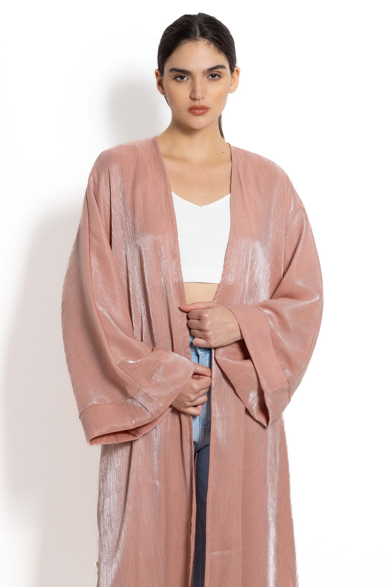 DETAILED SATIN KIMONO WITH BELT
