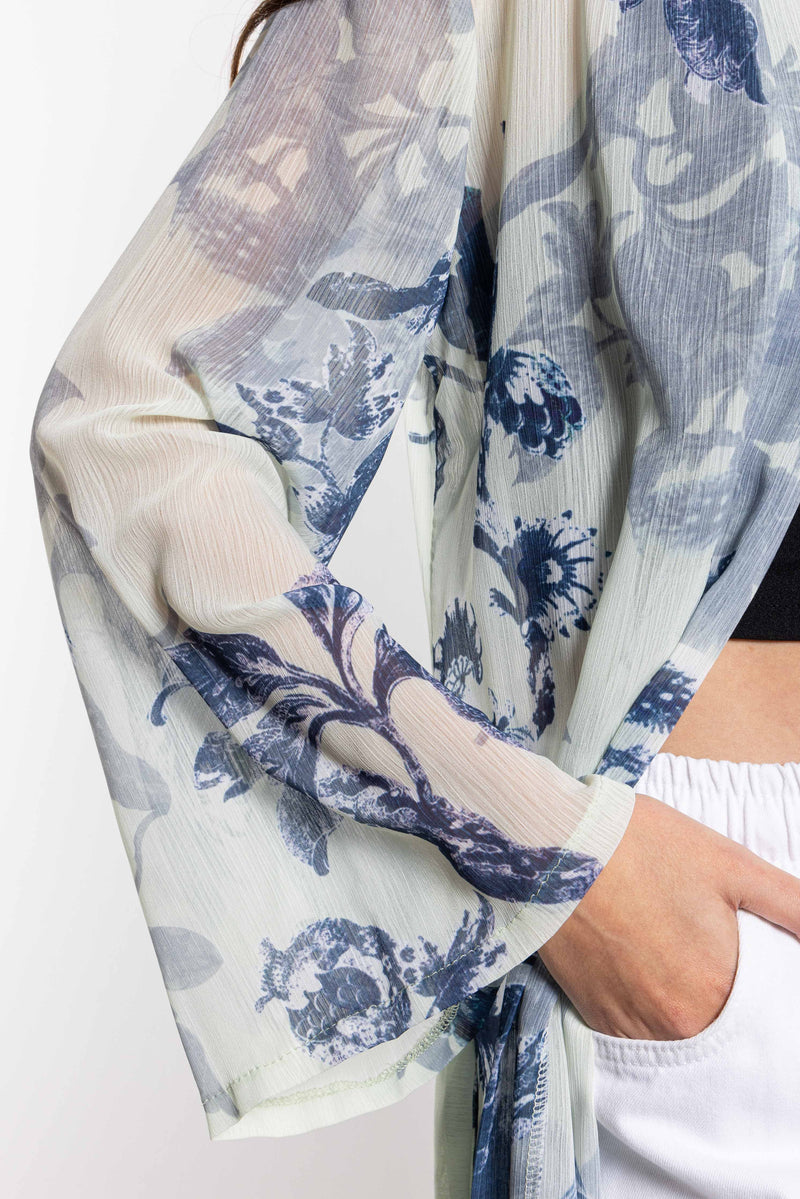 FLORAL PRINTED CHIFFON KIMONO