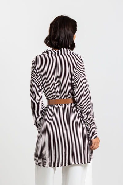 STRIPED BLETED LONG TOP