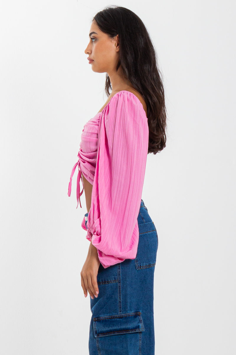 VOLUMINOUS DETAILED CROP TOP