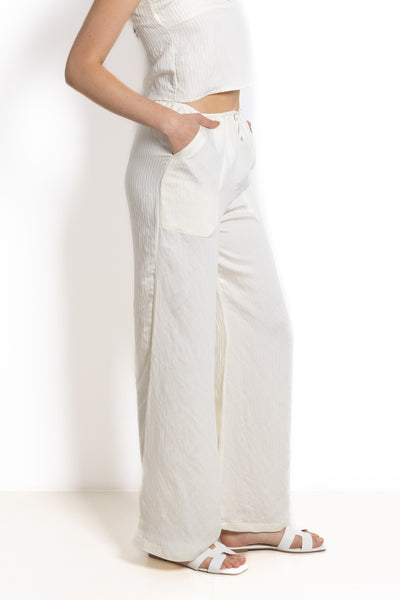 DETAILED STRIPED WIDE-LEG TROUSERS