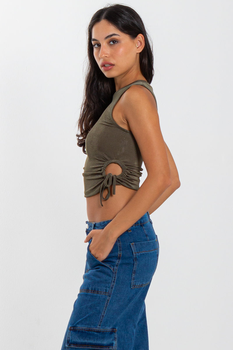DETAILED SIDE KNOT TOP