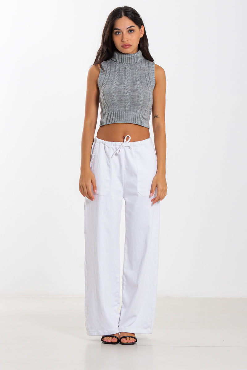 HIGH NECK CROP SWEATER