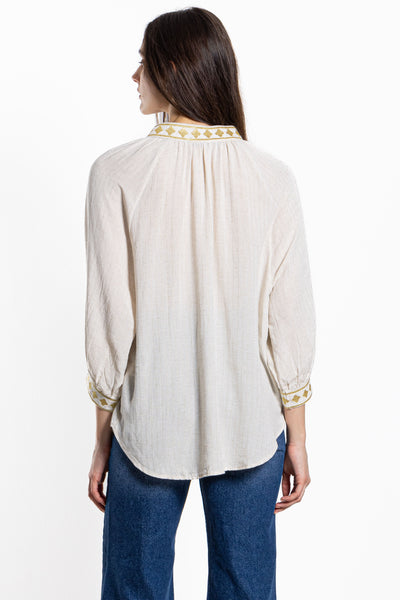 LINEN BLEND DETAILED BLOUSE