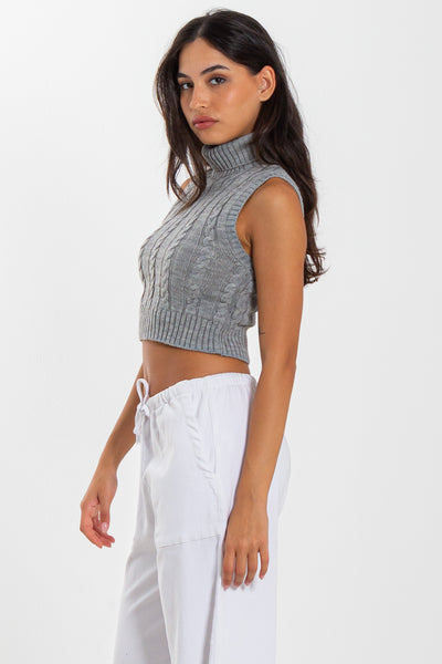 HIGH NECK CROP SWEATER