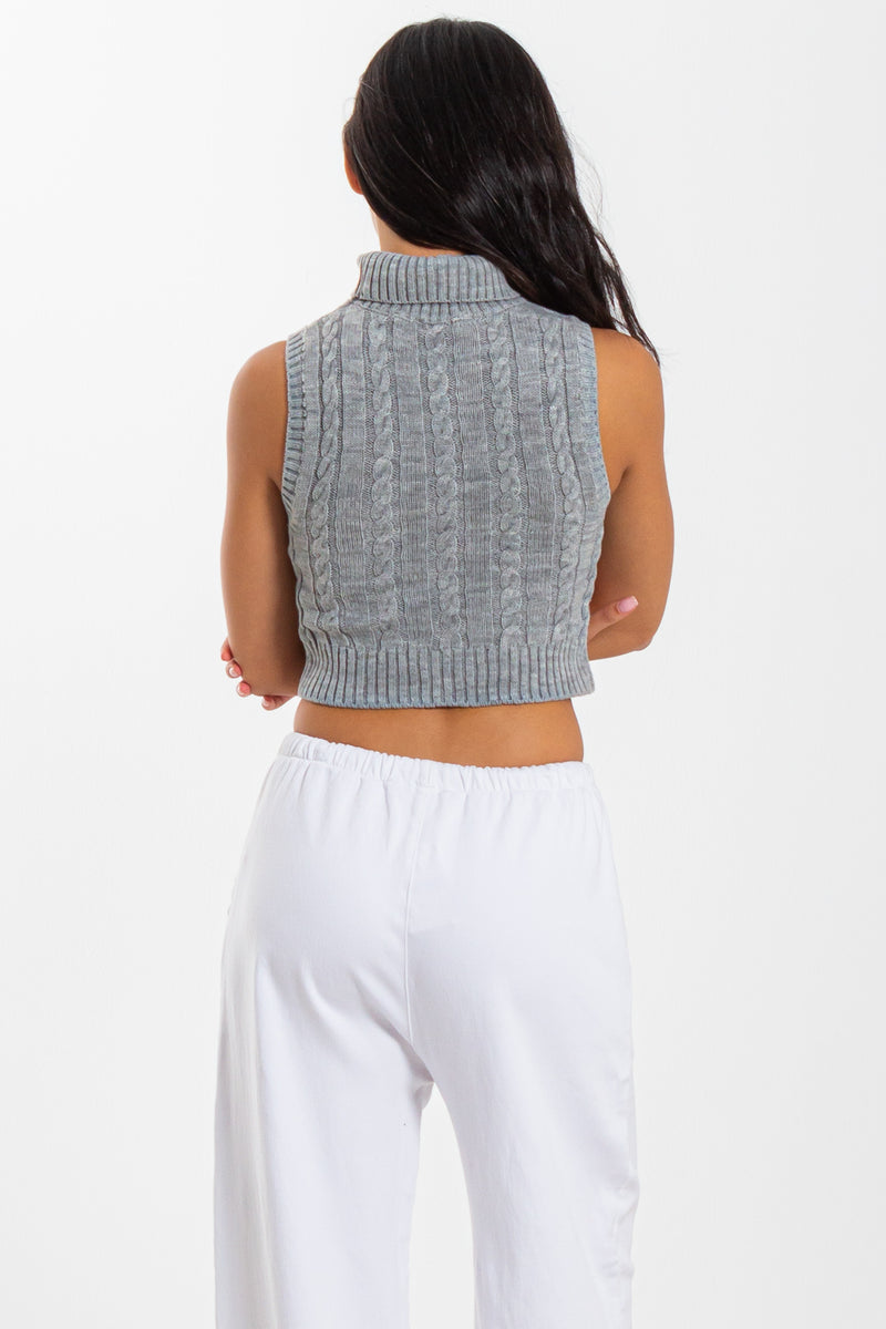 HIGH NECK CROP SWEATER